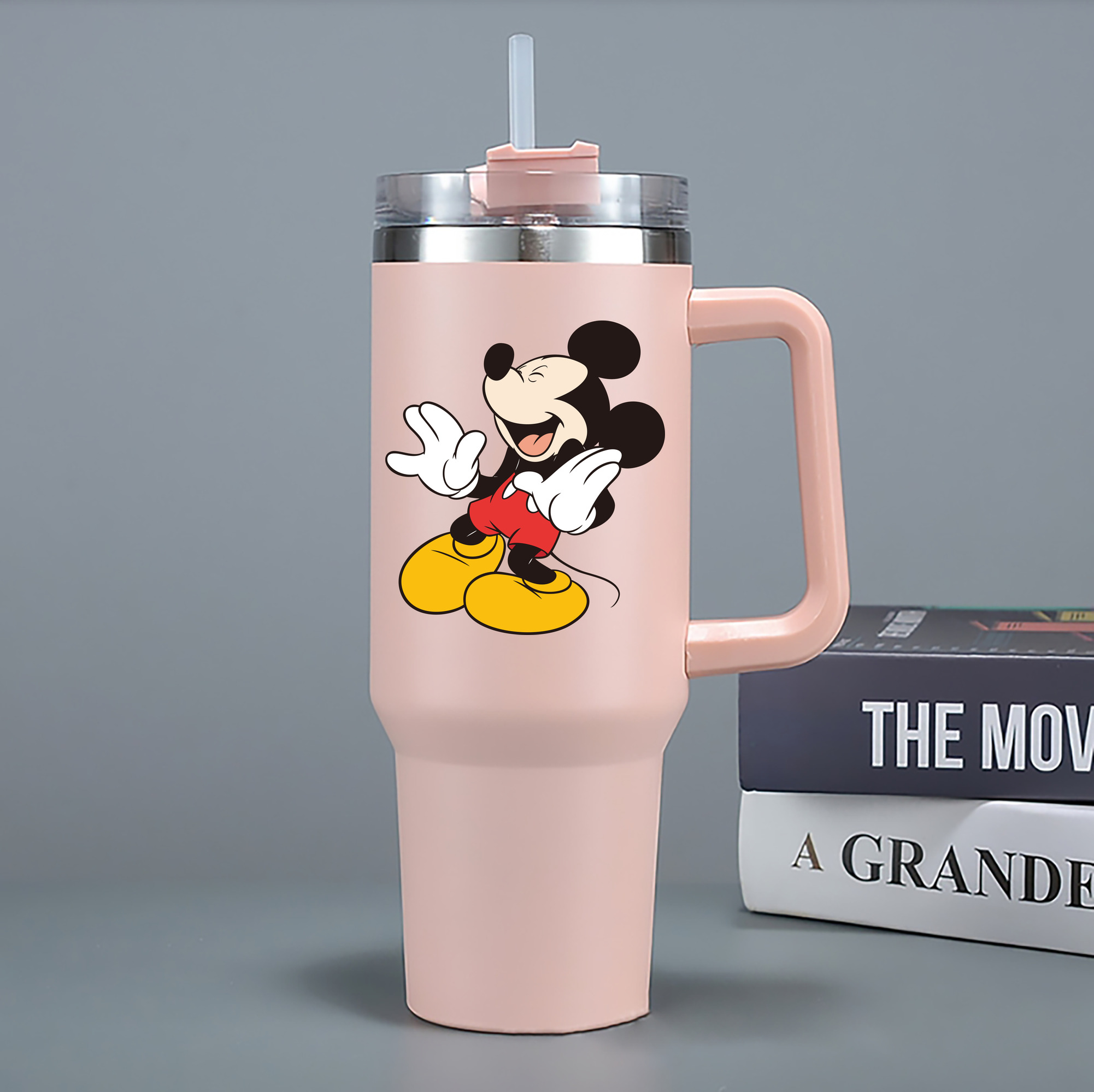 （画像用） ミッキーマウス Mickey Mouse 1200mL車用タンブラー - クリスタルステッカー（プラスチックストロー付き）